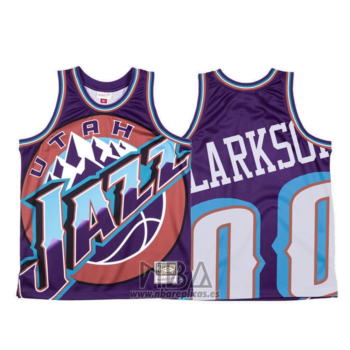 Camiseta Utah Jazz Jordan Clarkson NO 0 Mitchell & Ness Big Face Violeta